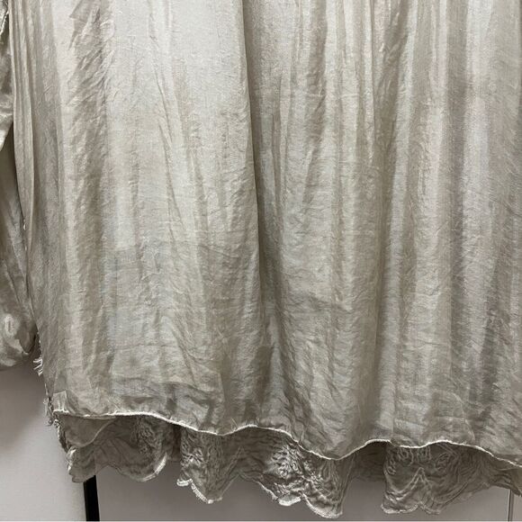 Scandal of Italy Grey wash Silk Rayon blend Billowy Blouse 1X - Picture 4 of 7